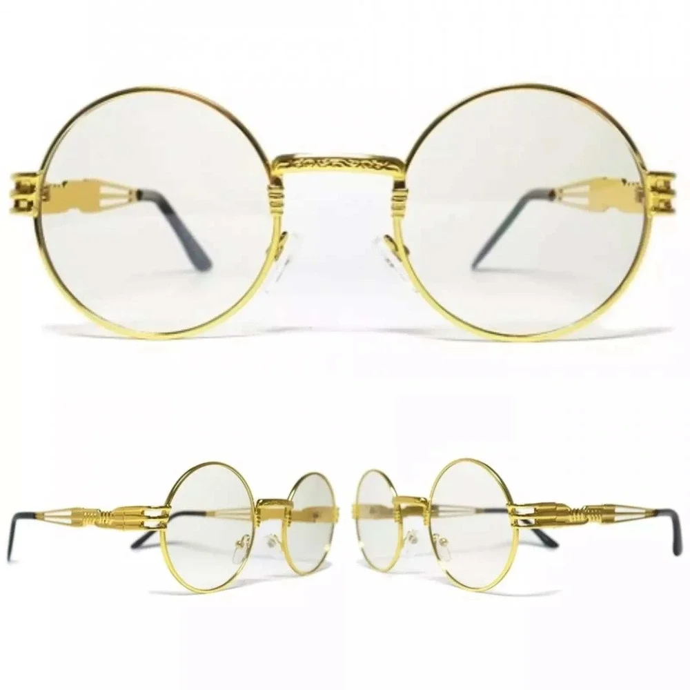 Metal Frame Retro Round Clear‎ Lens Glasses Street Wear Gangster Hip Hop Cholo